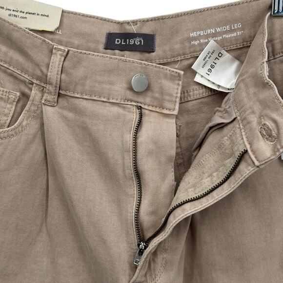 DL1961 Wide Leg Hepburn Jeans High Rise SZ 26 Women's Moonstone Tan NEW Comfort - Picture 10 of 16